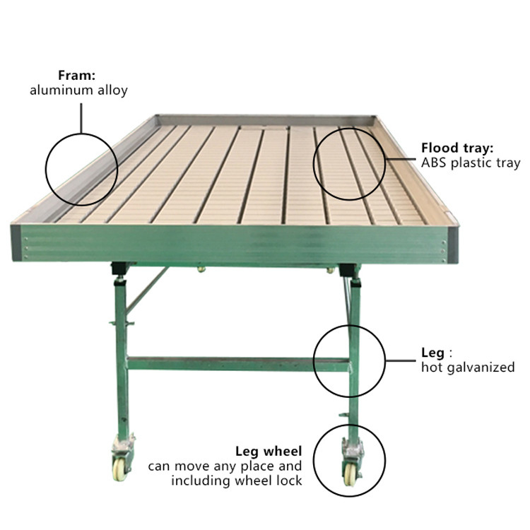 Wartość cieplarnianą Ebb Flow Seeding Rolling Bench Grow Tables For Growing Various Plant Types