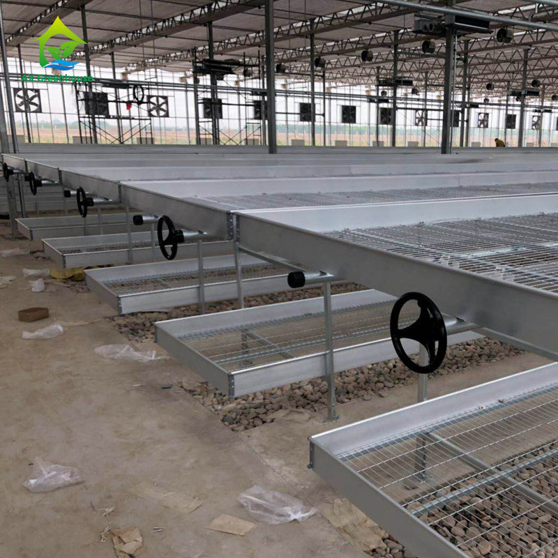 Rolnictwo Handlowe Wewnętrzne Mesh Wire Szklarnia Grow Table Rolling Bench Do siewu